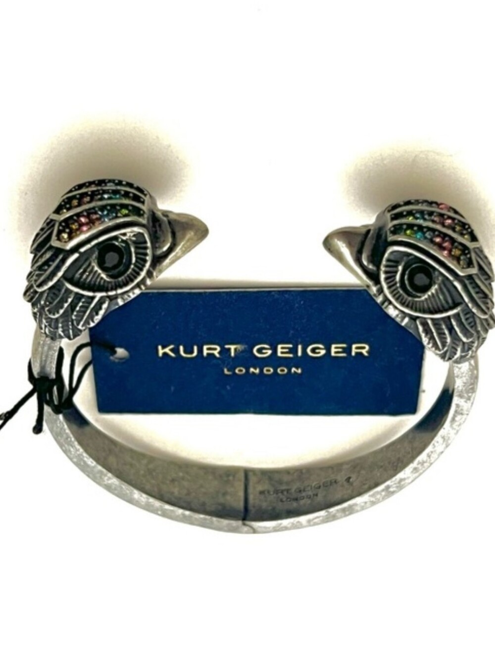Kurt Geiger Eagle Silver Hinged Bracelet with Multicolor Accents Bnwt PL Ty Hh